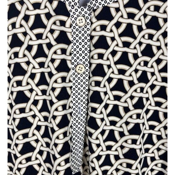 J. McLaughlin Womens Tunic Top Brown Gold Large Chain Link Print 3/4 Sleeve - Picture 5 of 5